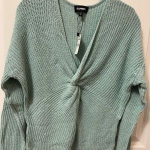 Adorable twist front mint green sweater by Express.  NWT